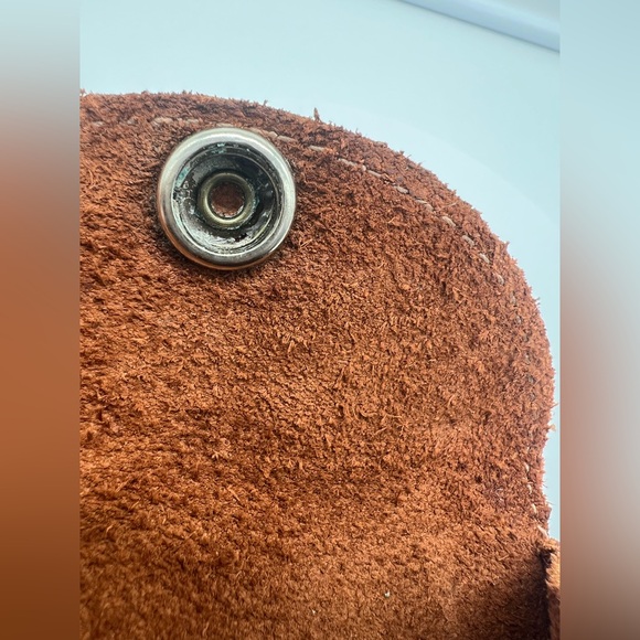 ROOTS VINTAGE Orange Brown Leather Brass Cardholder Unisex - Picture 9 of 10